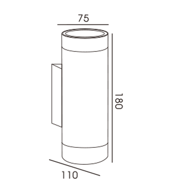 Applique bidirectionnelle en tube d'aluminium 60 (base spéciale AK) HR60254 Applique bidirectionnelle en tube d'aluminium 60 (base spéciale AK) HR60254