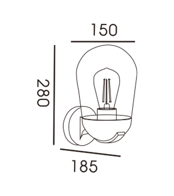Lampe murale à induction avec hotte en verre Rocket Head HR60111S Lampe murale à induction avec hotte en verre Rocket Head HR60111S