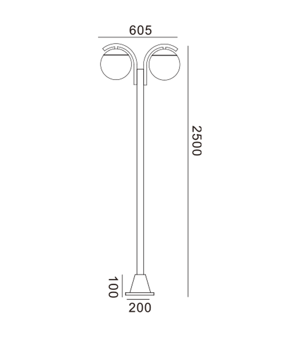 Lampe de jardin ronde en verre à double tête HR60693 Lampe de jardin ronde en verre à double tête HR60693
