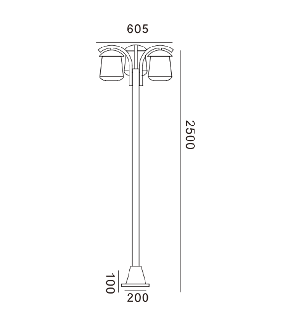 Trois lampes de jardin à dessus plat HR60704 Trois lampes de jardin à dessus plat HR60704