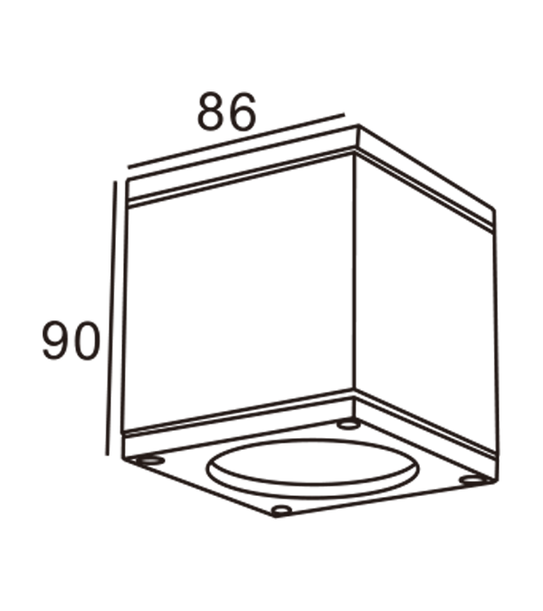 Plafonnier à angle droit en aluminium 86 GU10 HR10202 Plafonnier à angle droit en aluminium 86 GU10 HR10202